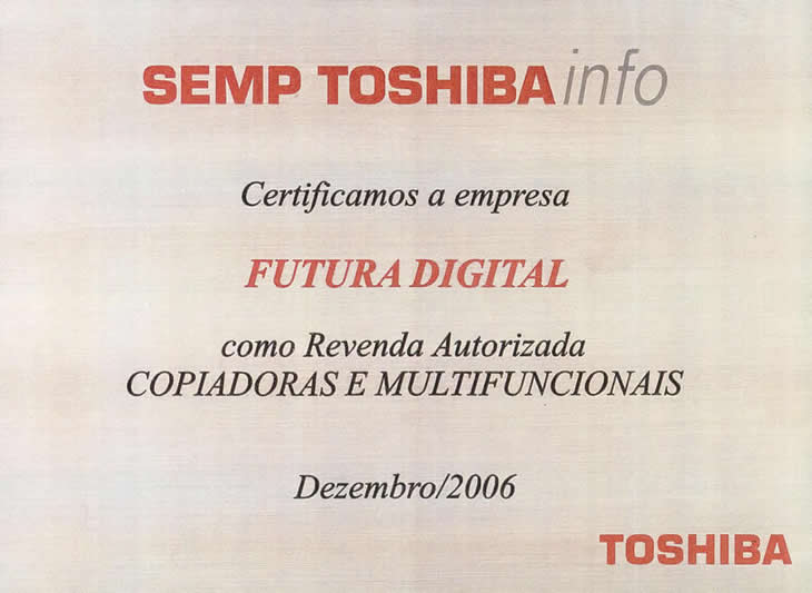 Certificado da Semp Toshiba